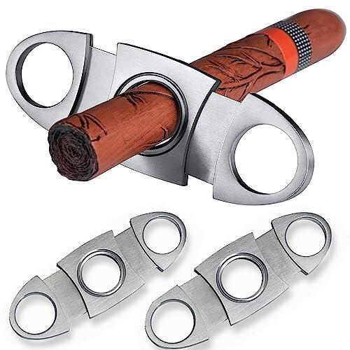 MINGZE 2 pezzi Tagliasigari Ghigliottina, forbici per sigari a doppia lama in acciaio inox, accessori per fumatori