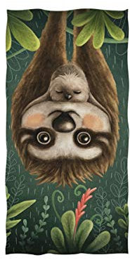 MyDaily Mikrofaser-Handtuch, süßes Faultier-Motiv, schnelltrocknend, für Sport, Fitness, Schweiß, Gesichts-Waschlappen 38,1 x 76,2 cm