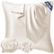 Seiwohl Satin Kissenbezug 80x80 2er Set, Weich wie Seidenkissenbezug Silk Pillowcase, Vegane Seide Kopfkissenbezug Kissenhülle Haarschutz für die Nacht mit Haargummi und Haarhaube, Beige