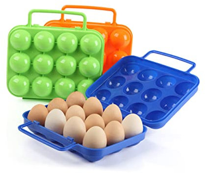 Mobestech Boîte à Œufs Portable Avec Poignée Rangement Plastique Pour Œufs Étui Résistant Pour Camping Et Cuisine Extérieure Protection Les Chocs Vert