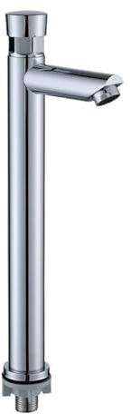 Grifo de Ahorro de Agua Con Medición de Cierre Automático - Plateado, Retardo de Tiempo Público, Botón Pulsador para Cocina, Baño, Hotel (C)