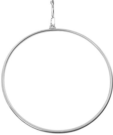 GXFCHYL Complete Aerial Hoop Kit Professional Aerial Lyra Hoop Set Pilates Ring Single Point Yoga Ring Dancing Circus Aerial Yoga Equipment for Dancing Yoga Training,Silver (90cm)