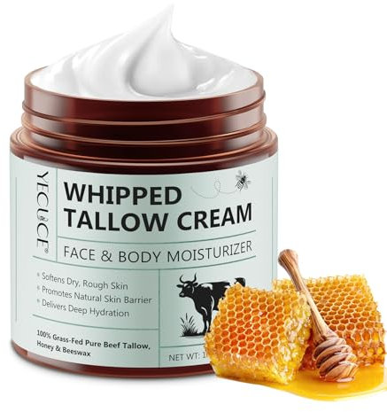 Beef Tallow Creme 120g/4.2 Oz, Beef Tallow Skincare Bio Natürliche, Tiefe Hydratation & Pflege, Schnell Absorbierend, Rindertalg Creme Bio für Gesicht & Körper