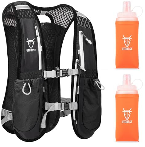 UTOBEST Laufrucksack 5L, Laufweste für Herren und Damen, Ultraleicht Reflektierend Trinkrucksack für Laufen, Marathon, Jogging, Radfahren