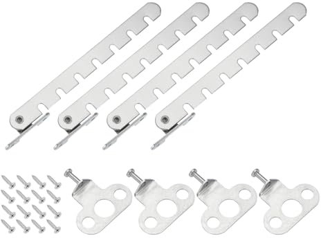 sourcing map Window Restrictor Latch Window Safety Lock Stopper, Limit Stay Adjustable Casement Window Limiter with 7 Slots for Inward Opening Window, Silver Tone (4 Set, 43mm)