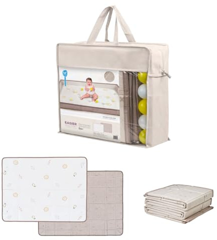 Tappeto da Gioco in Schiuma Reversibile Impermeabile – Grande Formato 180 x 150 cm, Pieghevole con Borsa – Include 12 Palline Colorate e Bordini Rimovibili