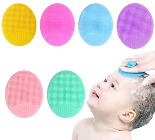 JEYORZY 6 Piezas Cepillo de Ducha de Bebé,Cepillo de Masaje del Cuero Cabelludo del Bebé,Cepillo de Cuna Para Bebé,cepillo exfoliante,cepillo facial manual por Adultos,Cepillo de Silicona Súper Suave