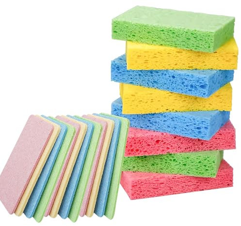 12 Pack Eco-Friendly Pop-Up Sponges,Biodegradable Kitchen Sponge,Natural Cellulose, Eco Washing up Sponge for Dish,Household,Cookware, Bathroom (4 Vibrant Colours)