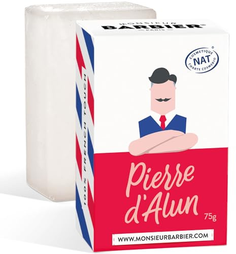 Monsieur BARBIER Alunsten för män efter rakning, 75 g, 3-pack | Lugnar eld från rakhyveln och irritation. Polerat block utan aluminiumhydroklorid. Traditionell skäggvård.