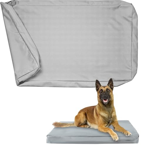 Exquilnova Bezüge für Hundebetten, Ersatz Bezug für Hundebett, Wasserdicht und Abnehmbarer Bezug für Hundekissen mit Reißverschluss für Hundematte Hundematratze Hundesofa, Nur Bezugsdeckel (Grau, M)