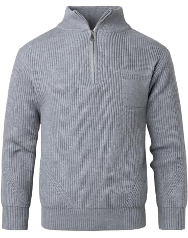 Beryielite Jersey de Felpa para Hombre con Cuello Alto y Cremallera Sudadera con Cremallera 1/4 de Manga Larga Jersey Ligero de Punto Grueso