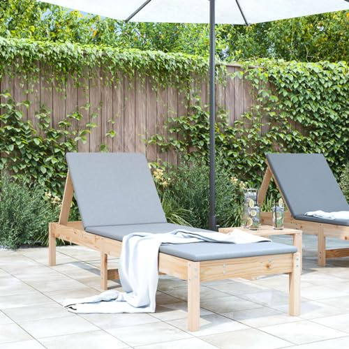 HaoChrymec Lettino Prendisole in Legno Massello di Pino, con Schienale Regolabile, Design a Doghe, Sdraio da Giardino, Lettino da Spiaggia, per Piscina e Terrazzo, Colore Naturale, 199.5x60x74 cm