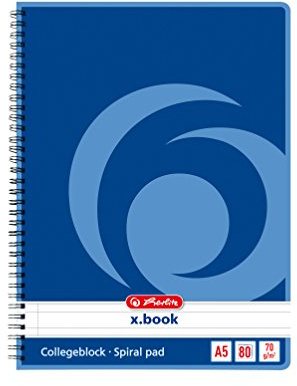 Herlitz A5 80 ark linjerad spiralbok (paket med 4)