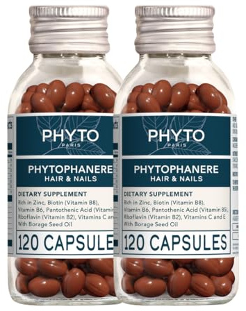 PHYTO Phytophanère Hair Growth Supplement - Biotin, Omega 3 & 6, Vitamins B & C for Thicker Hair & Stronger Nails - 240 Capsules, 4-Month Supply