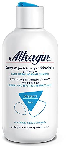 Alkagin Detergente Protettivo Idratante per l'igiene intima quotidiana a base di Malva, Tiglio e Calendula, pH fisiologico, Formato 400ml