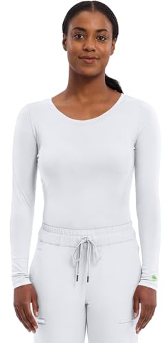 Healing Hands Women's Underscrub Soft Knit Melissa Longsleeve Scrub Tee with Breathable & Easy Care Fabric 5047, XL, White