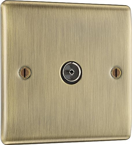 BG Electrical Single Socket For TV or FM Co-Axial Aerial Connection, Antique Brass