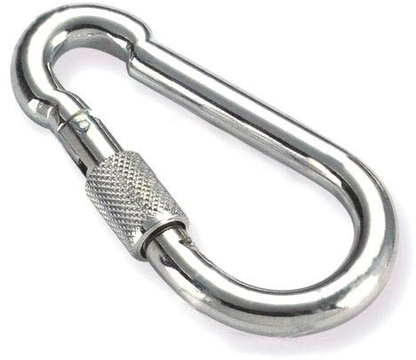 Constrabo | 5 x karbinhakar med skruv 70 x 7 mm | DIN 5299 C | stållåskarbinrar 180 kg | snäppkrok och skruvlock | brandkarbinhake liten, skruvkarbinhake säkerhetskabiner