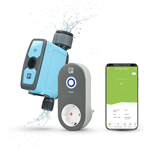 Garza Smart - Programador de riego automático Wifi con Enchufe Hub para jardín, cesped, Temporizador inteligente y sistema de riego automático por goteo, retraso por lluvia para exterior, interior