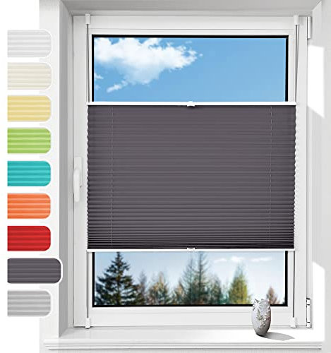 Plissee ohne Bohren Plissees Klemmfix, Easyfix Plisseeroll Rollo für Fenster Einfache Montage Sichtschutz und Sonnenschutz,35 x 130cm