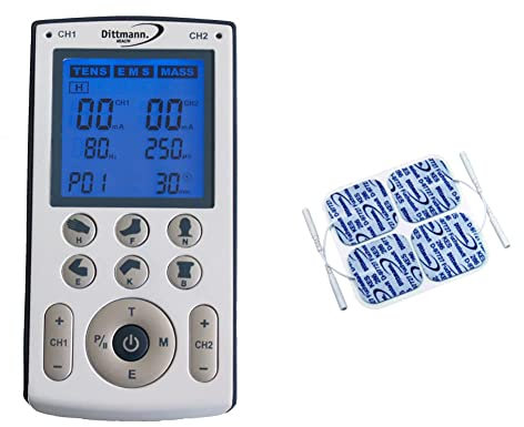 Dittmann 3 in 1 Tens Massagegerät TEN250 & Sport Klebeelektroden Original Dittmann., 4 x 4 cm