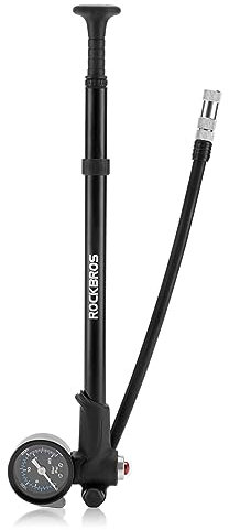 ROCKBROS Fahrradpumpe für Gabel, Reifen und Dämpfer, Hochdruck 300 PSI Luftpumpe mit Manometer Dämpferpumpe Schrader- und Presta-Ventil für Mountainbikes Rennräder