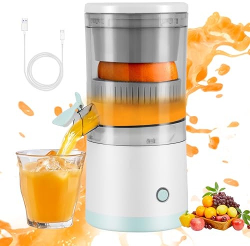 Orangenpresse Elektrisch, Kabelloser Elektrischer Entsafter, Wiederaufladbarer Multifunktionaler Zitronenpresse, Saftpresse für Zitrusfrüchte Zitronen Orangen