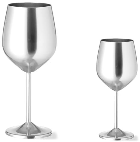 noTrash2003 Juego de 2 copas de vino gigantes para cócteles, de aluminio, con 540 ml de volumen, cuencos para entrantes, cuencos de postre en azul, rojo, negro o plata (plata), 100-6072
