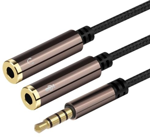 Mepsies Adaptateur Casque et Microphone, Répartiteur de Casque/Microphone, Fiche Auxiliaire 3,5mm vers Double Jack, Audio Stéréo Y Splitter Câble d'extension pour PC, Smartphone, Casque, Haut-Parleur