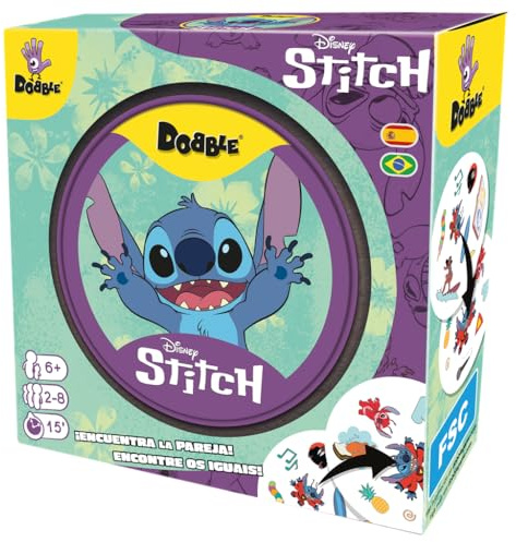 Asmodee Disney Dobble Stitch, Juego de Cartas de Observación y Velocidad