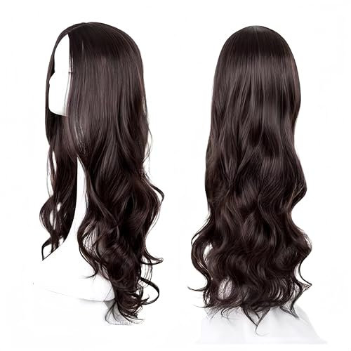 SDXCJY Wave Wig Long Curly Wigs for Women Girls 27’’ Long,Women's Charming Full Hair Replacement Synthetic brown Hair Wigs,Ladies Fancy Dress Wig for Cosplay Party Daily Use. (brown)