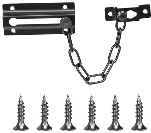Door Chain Lock for Door Stainless Steel Door Chains for Front Door Door Security Chain Front Door Chain Door Safety Chain with 6 Screws for Home Apartment Hotel Bedroom Black