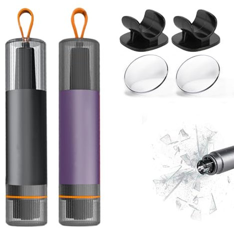 VARKAGE 2 Pack Protector Sicherheitshammer, Notfallhammer Auto mit Gurtschneider, 2-In-1 Nothammer Auto mit Aufbewahrungsbox, Notfall Ausrüstung Pannenhilfe für Auto und Bus (Lila und Grau)