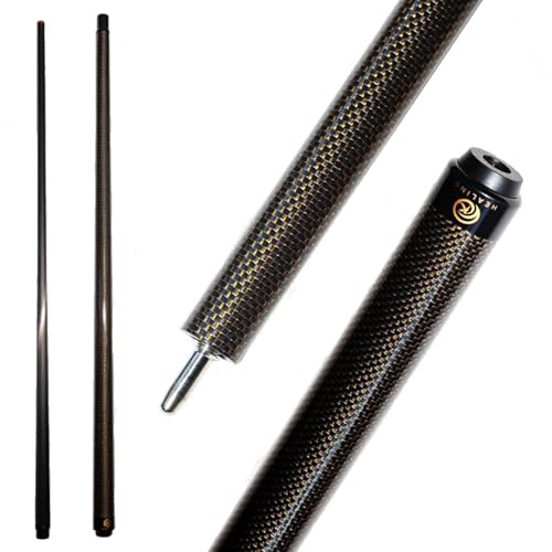 KHEALING Stecca da Biliardo in Fibra di Carbonio da 58 Pollici, Struttura 1/2, connettore a 3 Denti, Punta da 12,4 mm, 540-567 g, Adatta per Giocatori di Biliardo Professionisti (Giallo)
