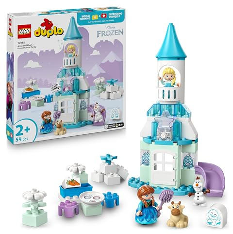 LEGO DUPLO│Disney Anna and Elsa's Frozen Castle Party - Educational Toy with 5 Figures Incl. Olaf & Baby Sven, plus a Light Brick - Gift for 2+ Year Old Toddlers, Girls & Boys - 10455