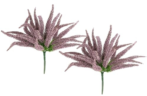 Erikabusch 25cm 2er Set Erika Heidenkraut Kunsterika Strauch Dekopflanze Dekoblume Kunstpflanze wie echt Bouquet Tischdeko Pflanze Herbstdeko Herbstpflanze Strauß Floristik