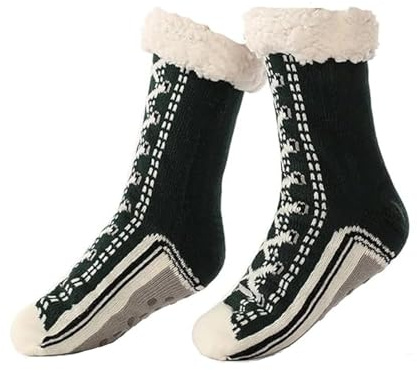 Ultratjocka kashmirtofflor, hemsockor, mjukt kashmirfoder, halkfri botten, mjuka fluffiga julsockor for inomhusbruk(#05)