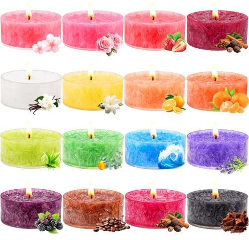 Set regalo velas aromáticas para mujer, 16 velas perfumadas con forma flor hielo elaboradas con cera de soja natural, ideales para el Día de la Madre, Navidad, San Valentín y cumpleaños