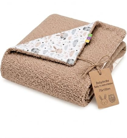 Babydecke 100x75 cm Kuschelige Kuscheldecke für Neugeborene & Babys | Bouclé Lammfell-Optik | Weiche Schmusedecke | Antiallergen & Warm | Ideal für Kinderwagen & Wiege