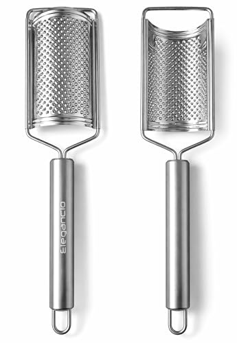 ELEGANCIO Edelstahl Multireibe für Ingwer Gewürze Nüsse Zitronenreibe Hartkäse Handreibe mit Aufhängung Ingwerreibe feine Muskatreibe Gewürzreibe mit Aufhängung