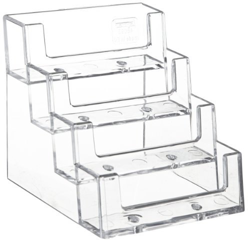 taymar Visitenkartenhalter, Visitenkartenständer, Visitenkartenaufsteller, 4 Etagen, transparent, 1 Stück