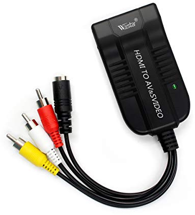 Wiistar HDMI to Male AV CVBS S-Video Converter Adapter HDMI to Male 3RCA Composite R/L S Video 1080P Video Converter Box with AV Svideo Cable