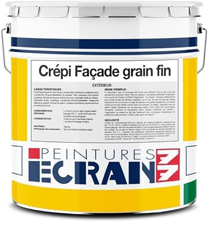 Enduit façade, crepi grains fins extérieur, renforce les murs, masque les défauts, application rouleau, prêt à l'emploi ECRAN 77 25 Kg