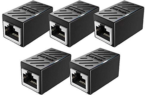Lot de 5 coupleurs Ethernet RJ45 blindés Cat7 LAN 8P8C, adaptateurs d'extension parfaits pour rallonger les câbles Ethernet femelle vers femelle, noir