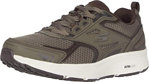 Skechers Herren Go Run Consistent Sneaker, Brown Leather Synthetic Trim, 42.5 EU