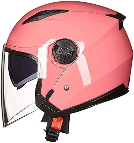 3/4 Hjälm Motorcykel Open Face Jet Moto Halvhjälm ECE-Godkänd Retro Herr Dam Gatucykel Moped Scooter Sommarhjälm Med Dubbelvisir A, L=57-58CM