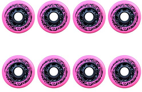 8 St Inlineshjul 72mm 76mm 80mm 92A Rosa Röda Rullhockeyhjul för Inomhusbruk för Barn Tonåringar och Vuxna,Pink,76mm