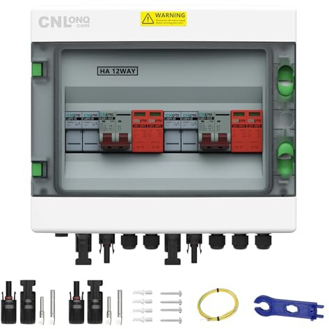 CNLonQcom Überspannungsschutz PV Solar Anschlusskasten 2 String DC 500V 32A Trennschalter Blitzschutz Mit 15A Sicherung IP65 2 In 2 Out Für PV Anlage Komplettset