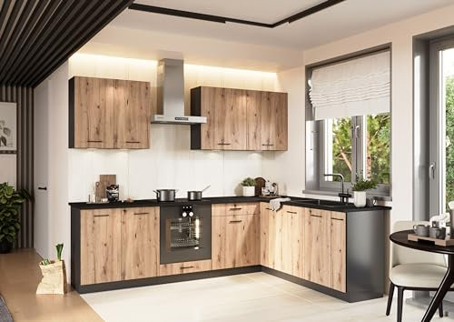 Genérico Cocina en L Completa Color Roble 200 y 260 cms Gama Media ref-41