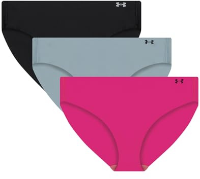 Under Armour Paquete de 3 Calzones de Bikini para Mujer, elásticos, para Mujer, Comodidad Durante Todo el día y Ajuste ultrasuave, Rosa rebelde, M